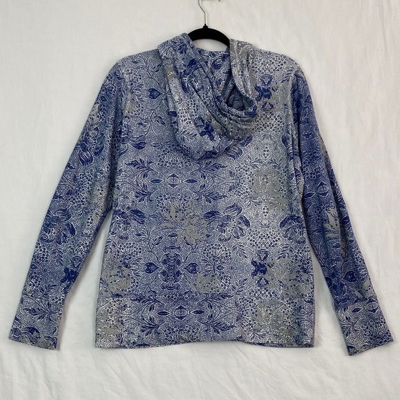 Buffalo David Bitton Full Zip Hoodie Blue and White Patterned Size Large - Picture 2 of 11